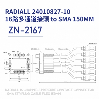 01-京商型號ZN-2167-RADIALL 24010827-10-16路多通道接頭 to SMA 150MM.jpg